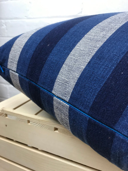 Cushion cover with exclusive design hand woven cotton ‘Dark Indigo Stripe’