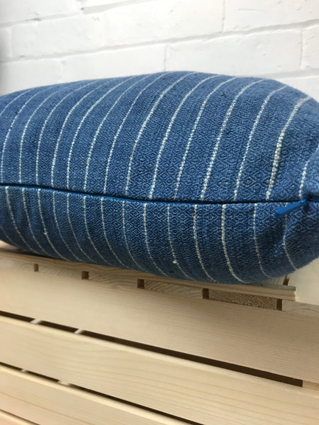 Cushion cover with exclusive design handspun & hand woven cotton ‘Indigo Stripe’