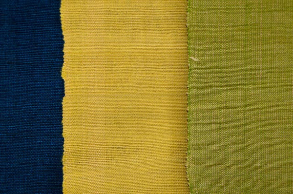 Compare Dark Blue Indigo Dyed, Mustard Yellow and Green Yellow Plants Dyed Cotton 