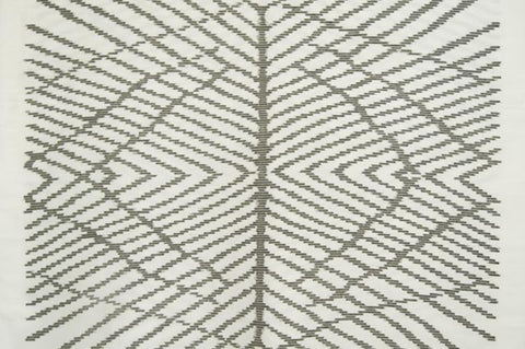 Contemporary Design 100% Pure Thai Silk - The Web in grey pattern an off-white background