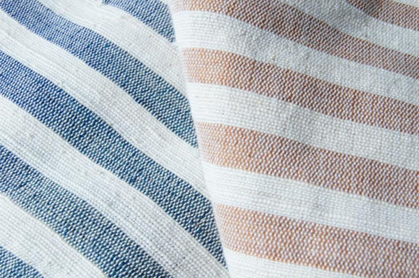 Handmade Natural Dyed 100% Cotton: Stripe Pattern. Thinner Yarn in Pastel Pink and White. Handwoven