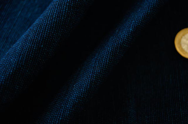 Handmade Natural Indigo Dyed 100% Cotton: Thinner Yarn in Dark Indigo Blue. Handwoven