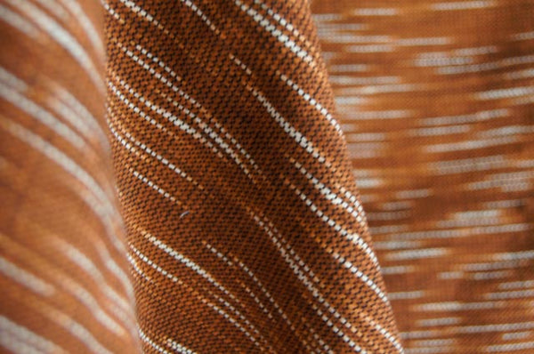 Handmade Natural Dyed 100% Cotton: The Rain Pattern. Thinner Yarn in Dark Brown and White. Handwoven