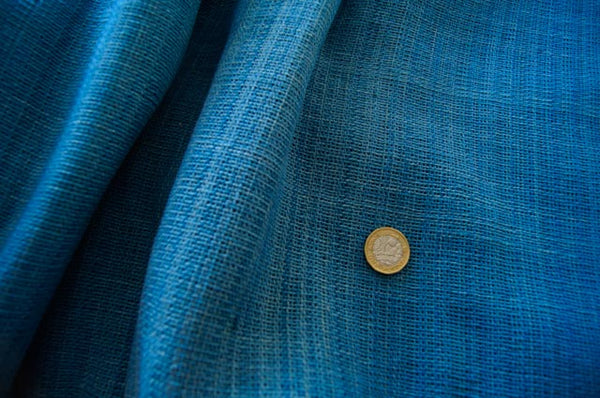 Handmade Natural Indigo Dyed 100% Cotton: Light Blue. Handspun & Handwoven