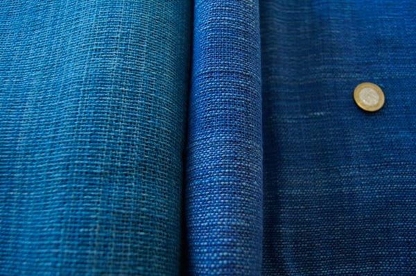 Compare Indigo dyed cotton : Light blue and mix dark blue 