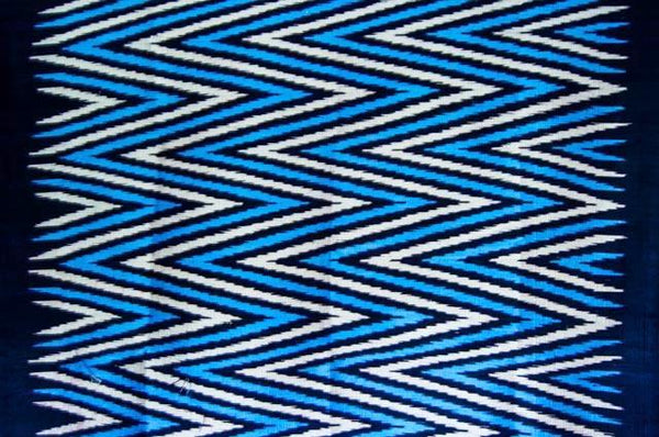 Contemporary Design 100% Pure Thai Silk - The Zigzag Pattern in Electric Blue, black and silver